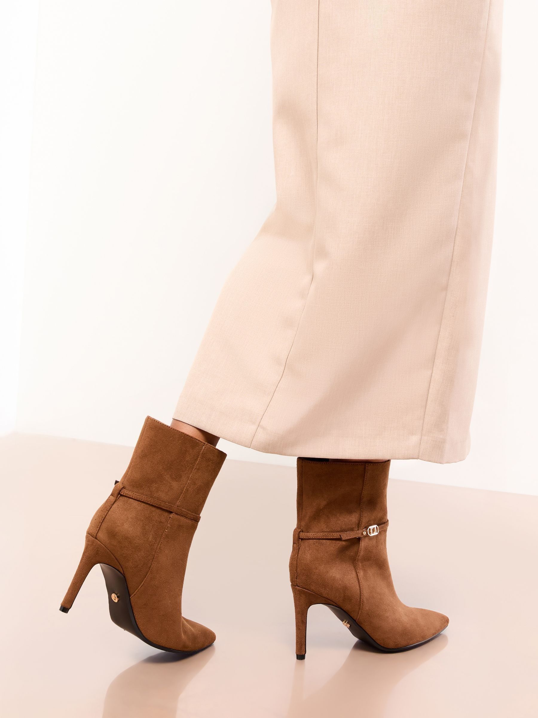 Bruin imitatiesuède - Lipsy Branded High Stiletto Heeled Ankle Boots