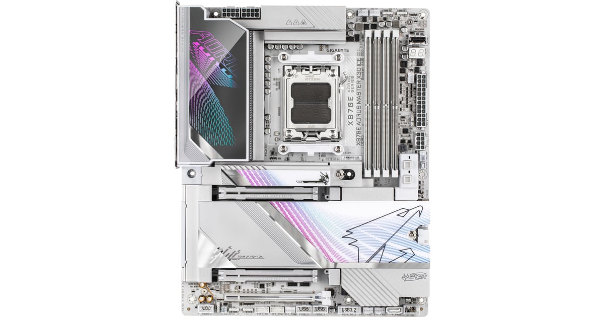 GIGABYTEX870E AORUS MASTER X3D ICE socket AM5 moederbord  (Zilver/wit, RAID, 5 Gb-LAN, 10 Gb-LAN, WLAN, BT, Sound, ATX)