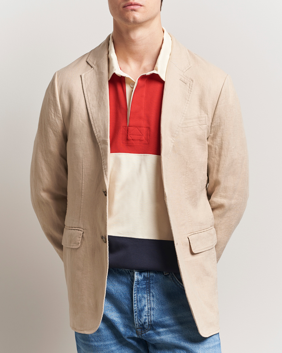 GANT Slim Fit Garment Dyed Linen Blazer Dry Sand