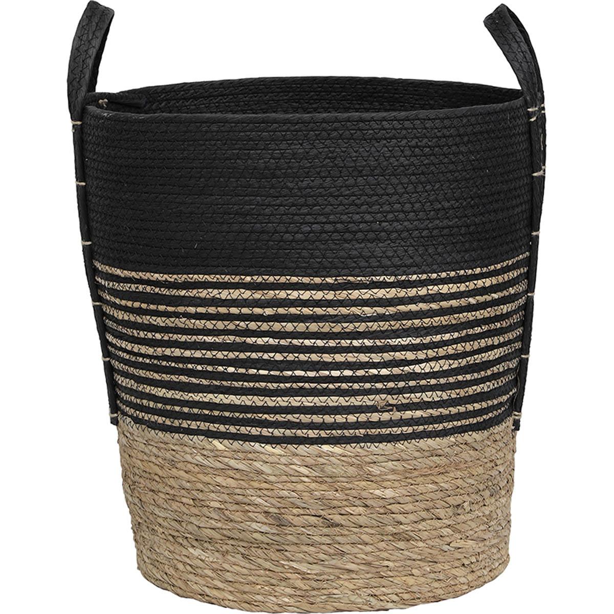 PANIERE FIBRE VEGETALE PAPIER D.45X47CM NATUREL NOIR