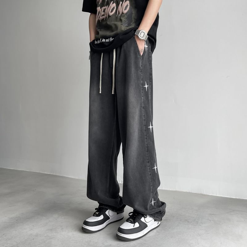 Plummie - Losse jeans met trekkoord en sterrenborduursel