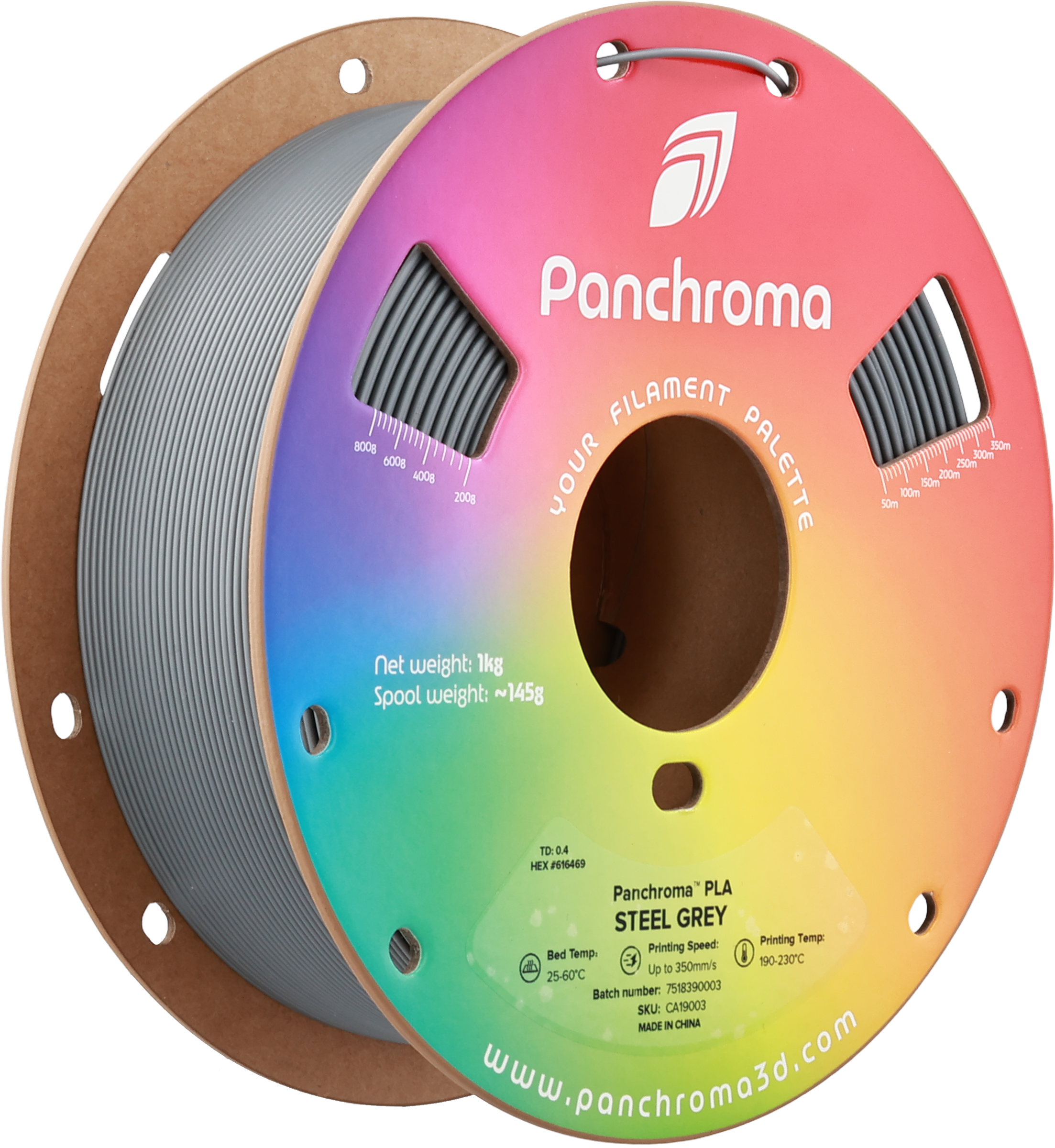 Polymaker  Panchroma™ PLA Steel Grey, 1,75 mm / 1000 g    High-Speed Filament in Steel Grey