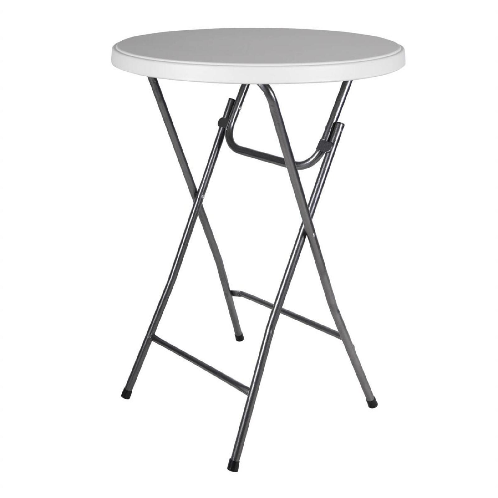 VCM Partytisch Stehtisch klappbar mit Husse weiß Bistrotisch Bartisch 110 cm rund