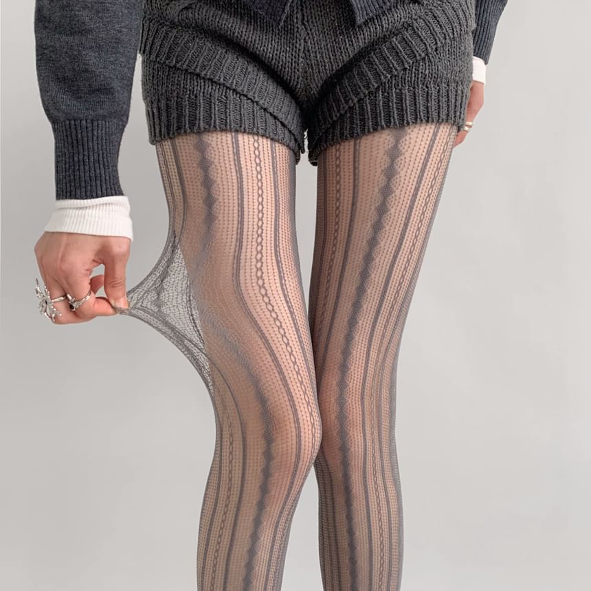 Romilan - Gestreepte kanten panty