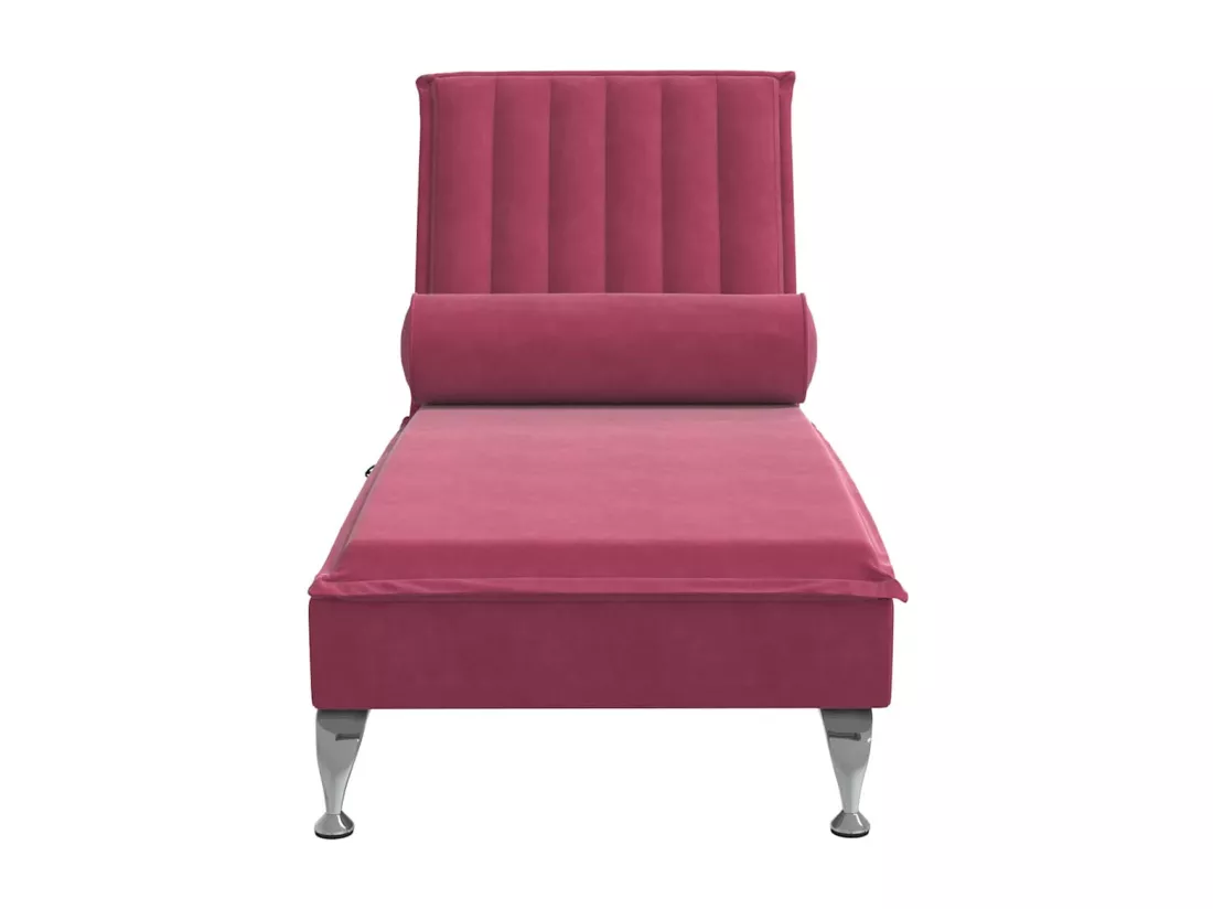 Chaise longue de massage avec traversin rouge bordeaux velours