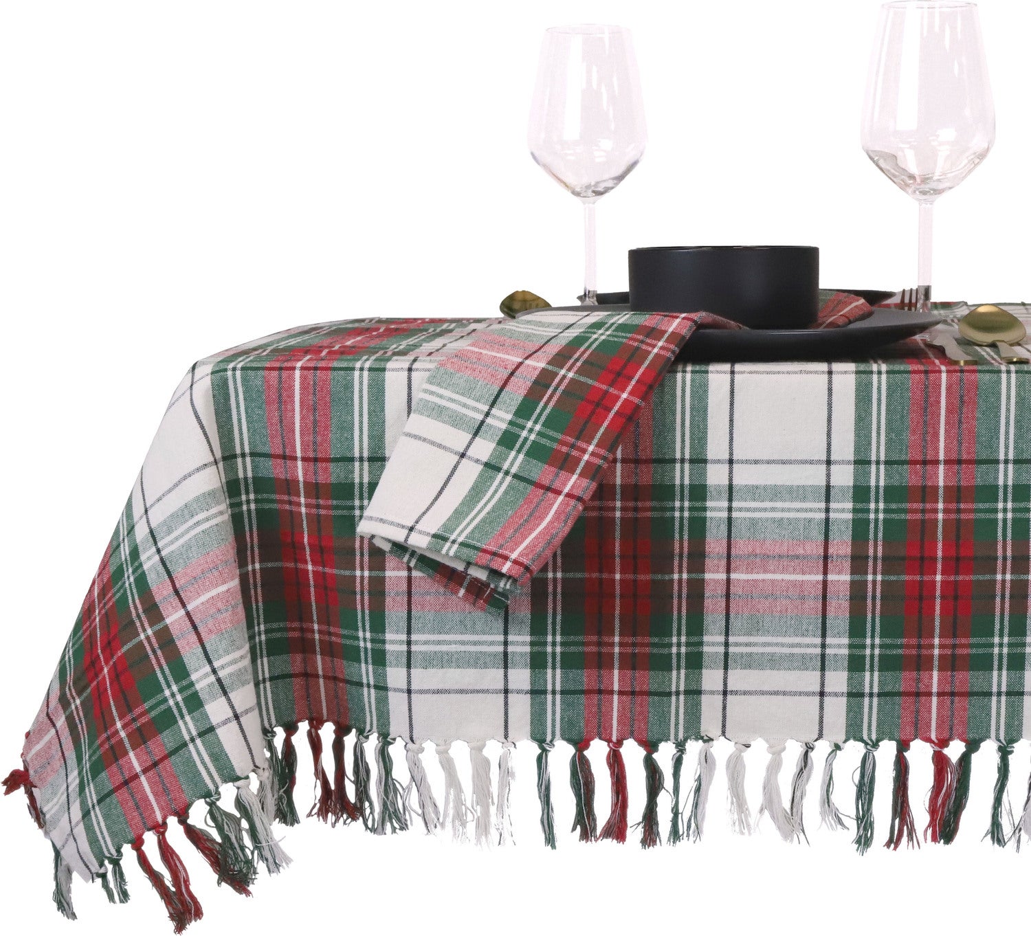 Unique Living tafelkleed Tartan wit 150 x 250 cm