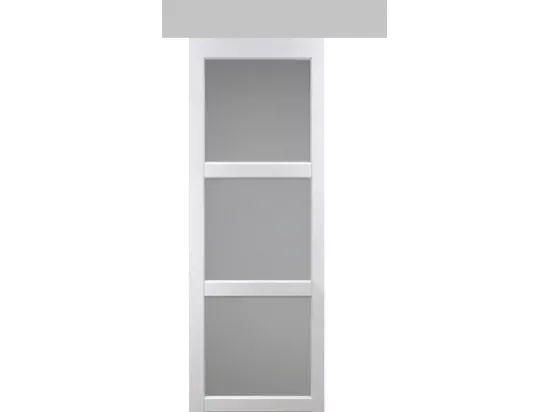 Porte Coulissante Kenya Blanc Vitrée H204 X L93 + Rail Alu Gd Menuiseries