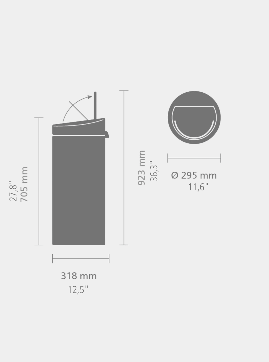 Touch Bin New afvalemmer, 30 liter, kunststof binnenemmer - Soft Grey