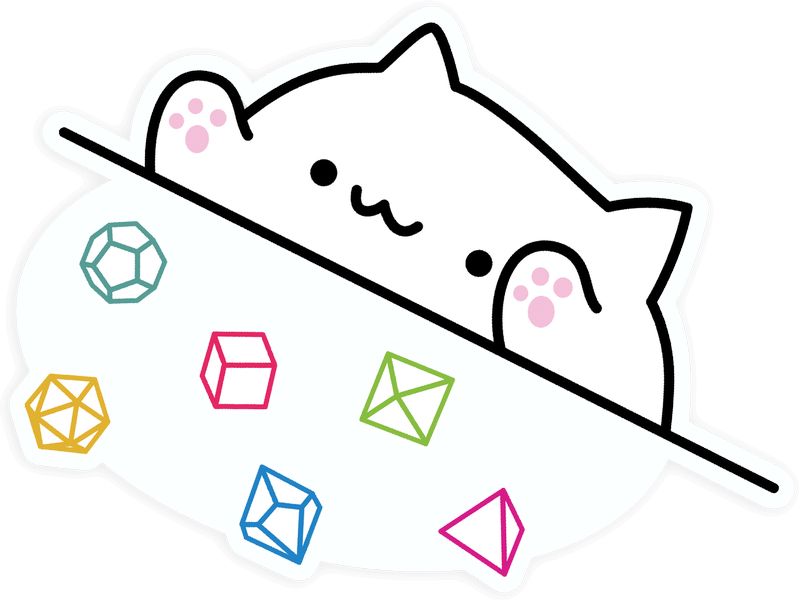 Glass Staff Bongo Dice Cat Sticker Weiss Aufkleber für RPG-Fans