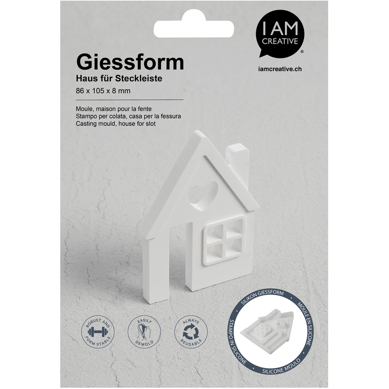 I AM CREATIVE Silikon Giessform Haus, formstabil, transparent