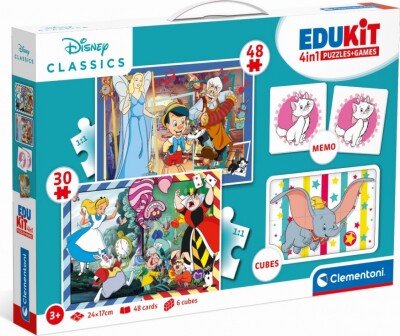 Disney Puslespil Og Vendespil - Edukit 4-I-1 - Clementoni - 3 År
