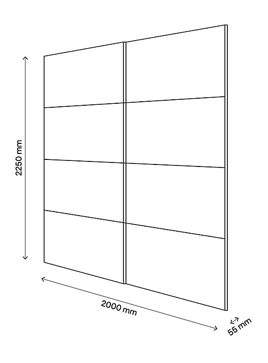 Portes de placard coulissantes 2 vantaux panneaux effet chêne grisé GoodHome Atomia H. 225 x L. 200 x ép. 5,5 cm
