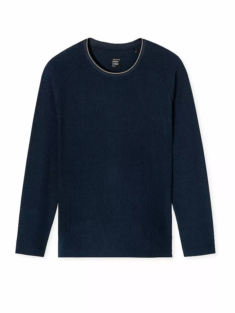 SCHIESSER Pyjama Langarmshirt blau