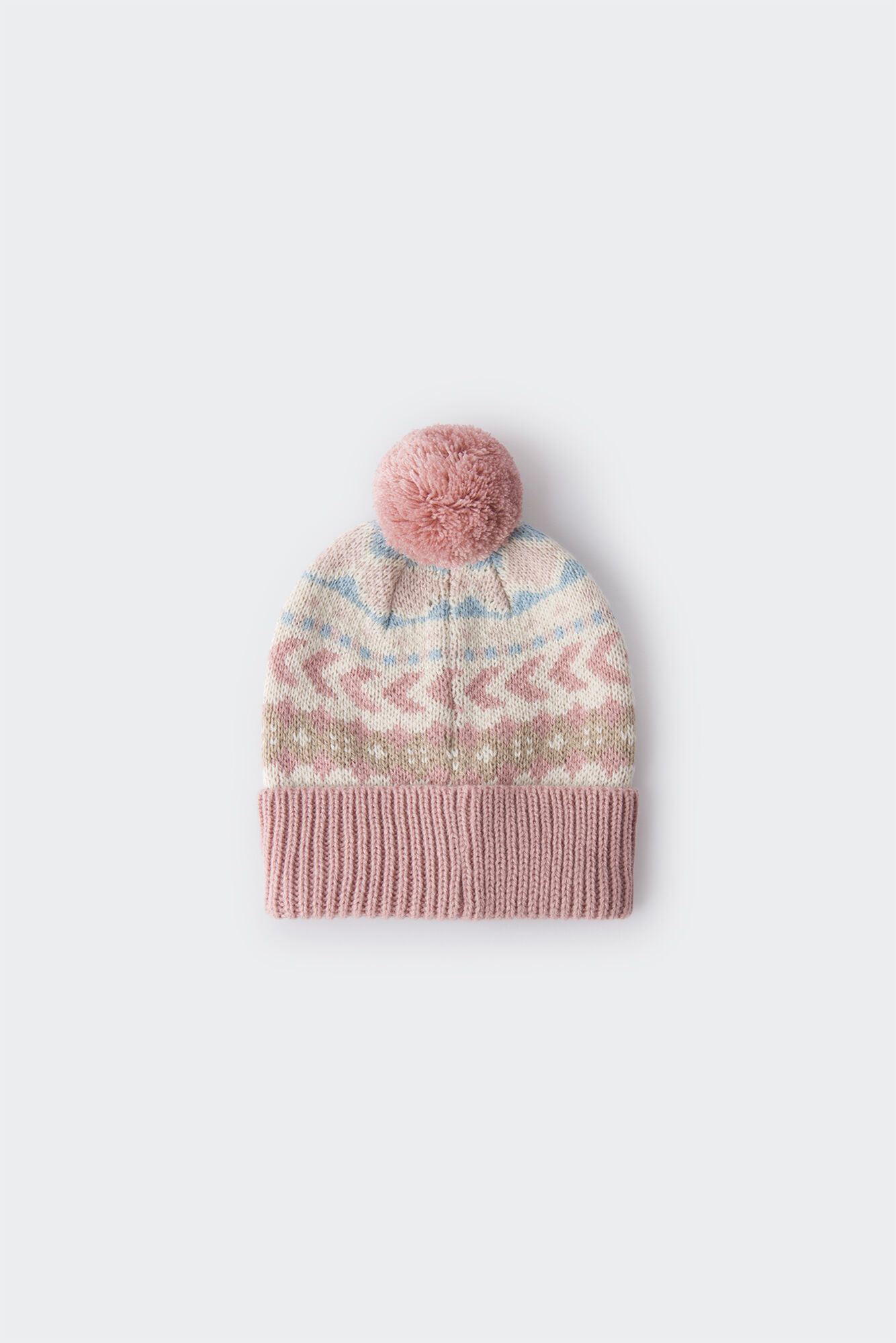 Gorro infantil de jacquard com pompom