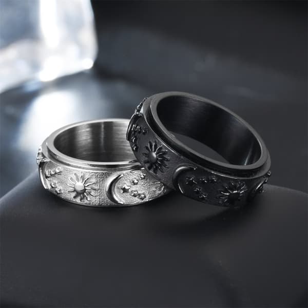 INF Antistressring med astronomiske motiver Sølv  25 mm