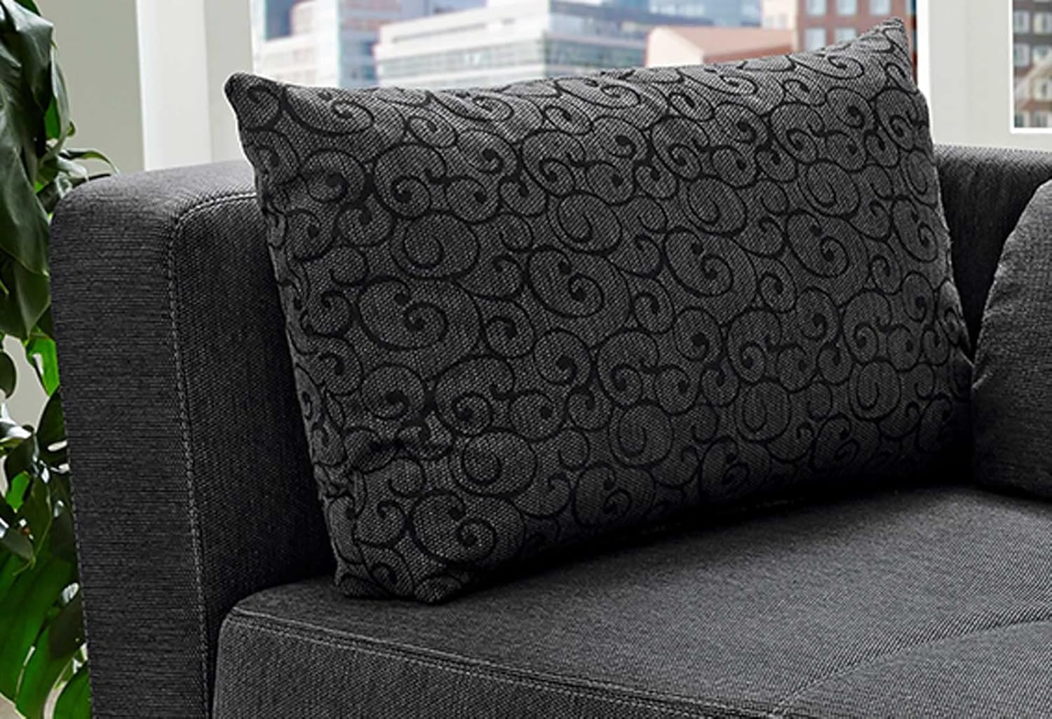 Stilvolle Recamiere mit Federkernpolsterung, Schlaffunktion, Bettkasten, B149/T90/H80 cm, ausziehbar zur Liegefläche von 200 x 84 cm, Stoff Flachgewebe in Anthrazit / 15121