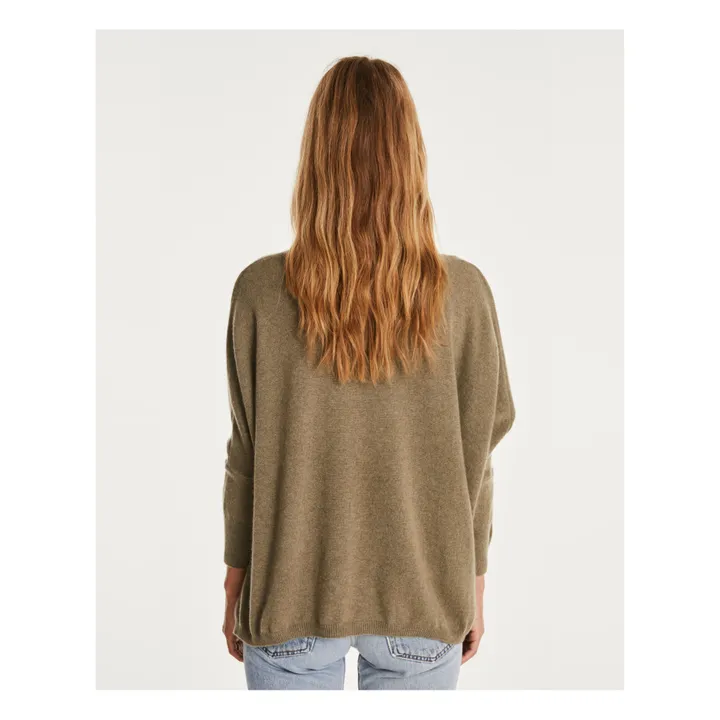 Kujten Pull Minie Oversize Cachemire | Vert kaki chiné