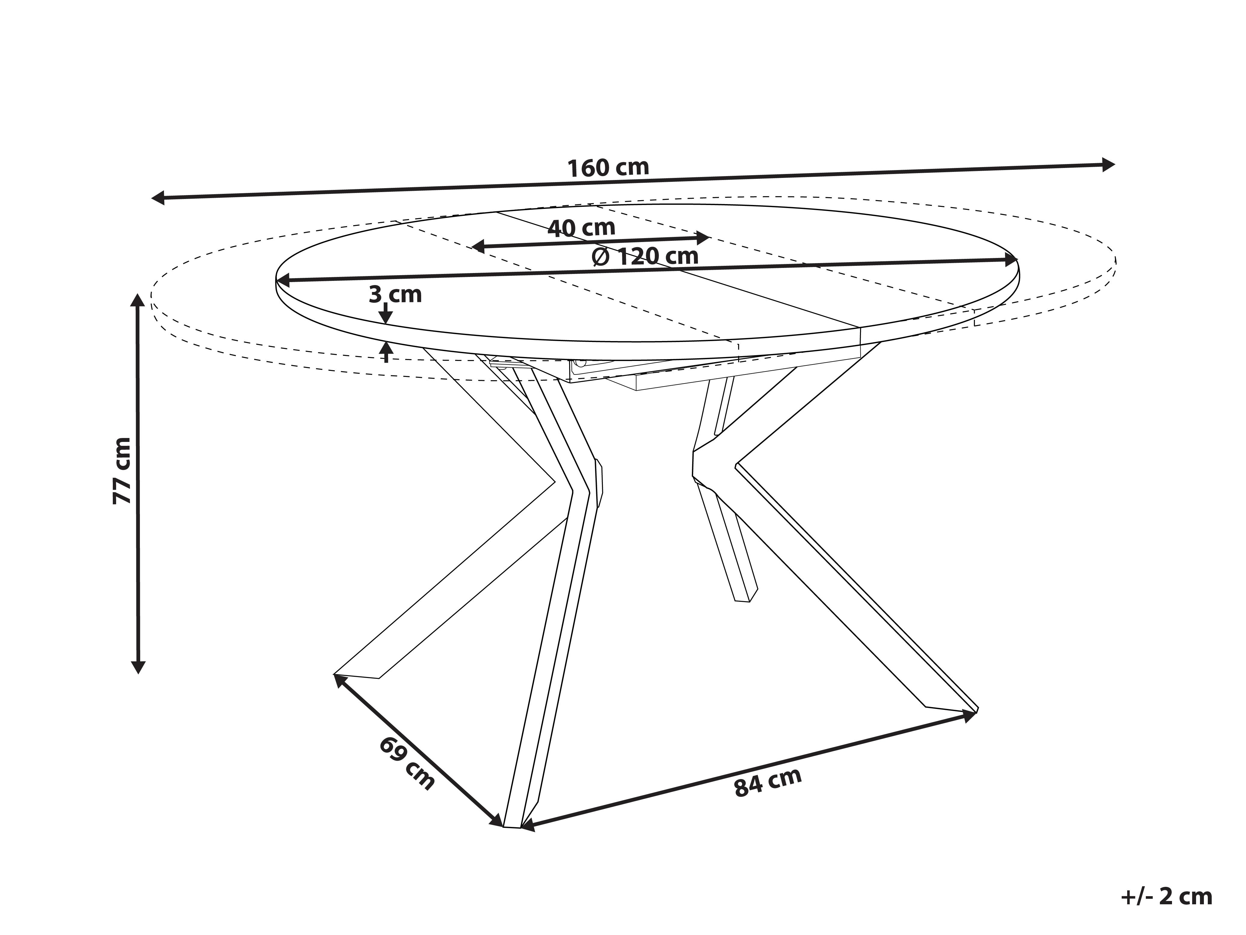 Eettafel uitschuifbaar CARLEA Lichtbruin 120 cm 120/160 cm