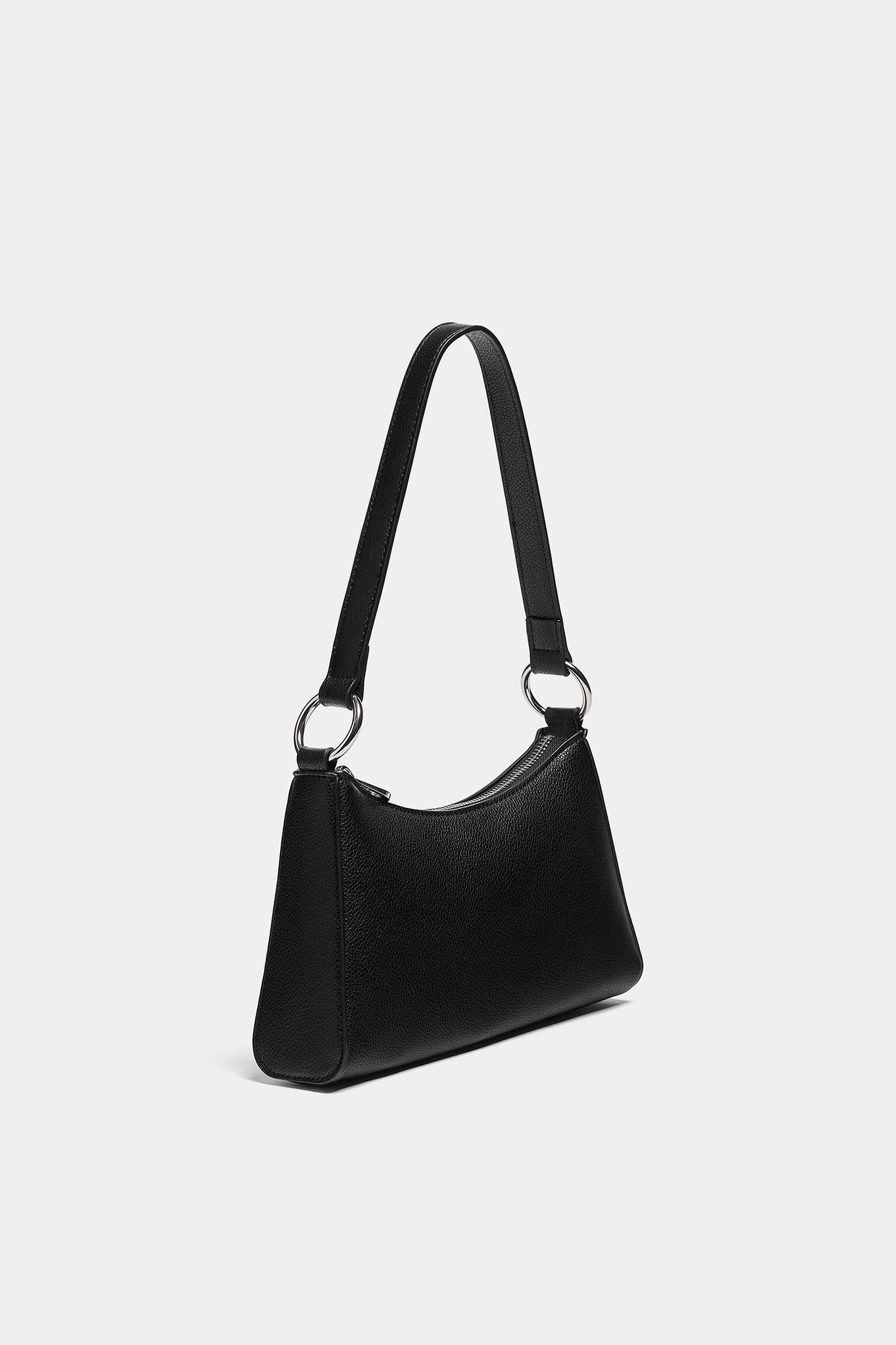 Bolsa de ombro com quadrados - preta