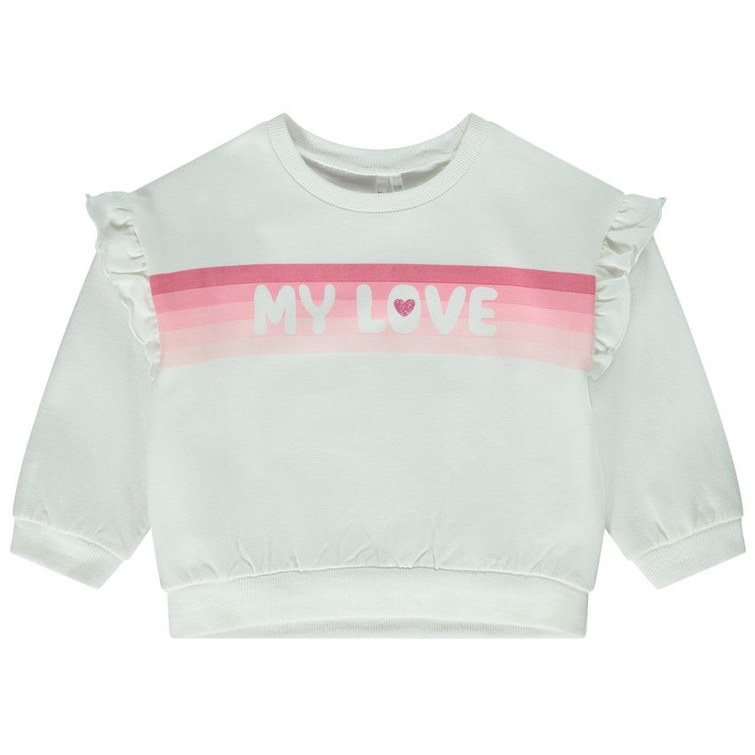Sweat fantaisie à épaules volantées pour bébé fille - Ecru