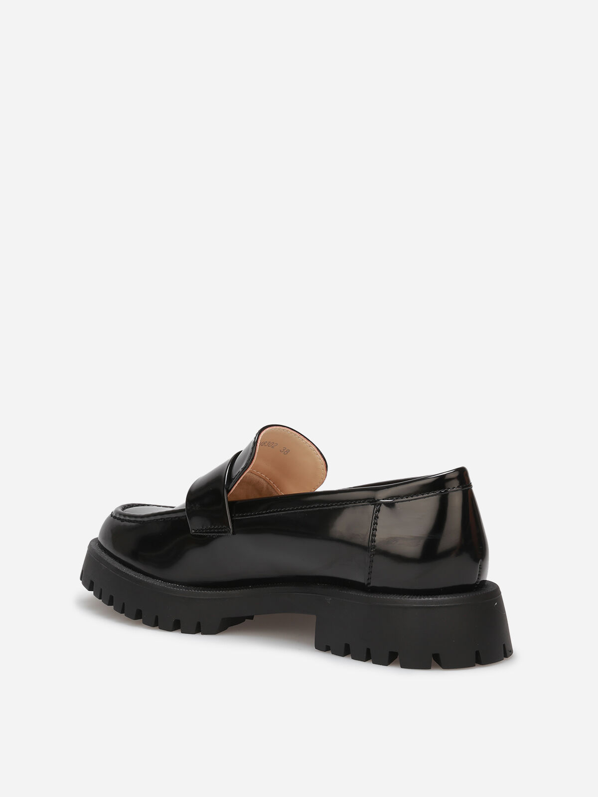 Mocassins vernis à semelle crantée- Noir