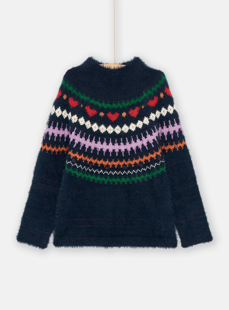 Pull noirine à motifs jacquard pour fille