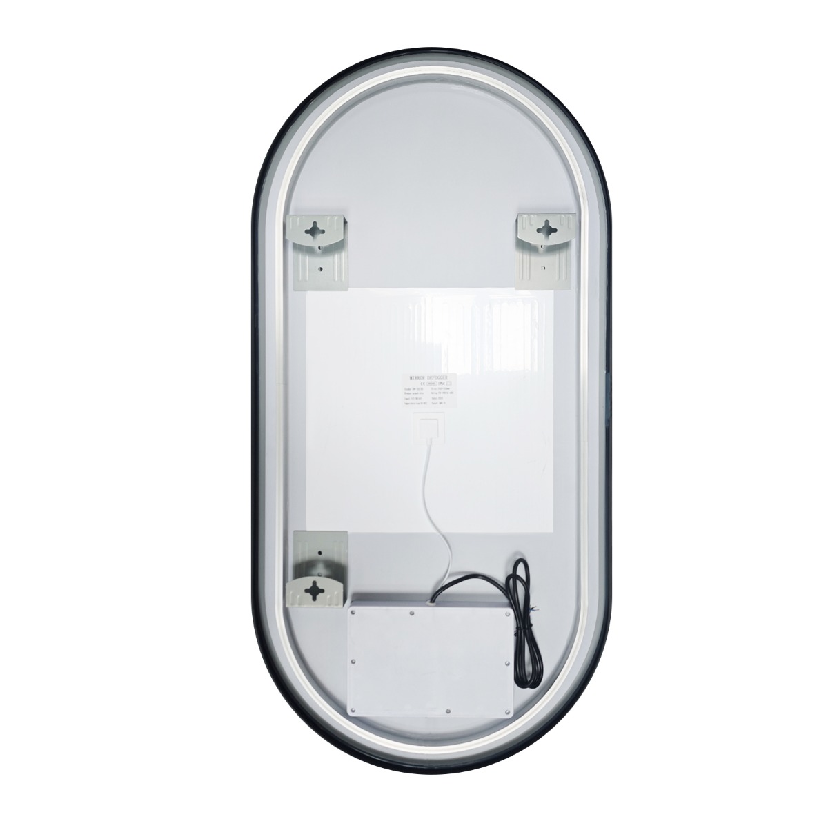 Saniclear Parma Black 2.0 ovale spiegel met verwarming, direct en indirect licht mat zwart 100x50cm