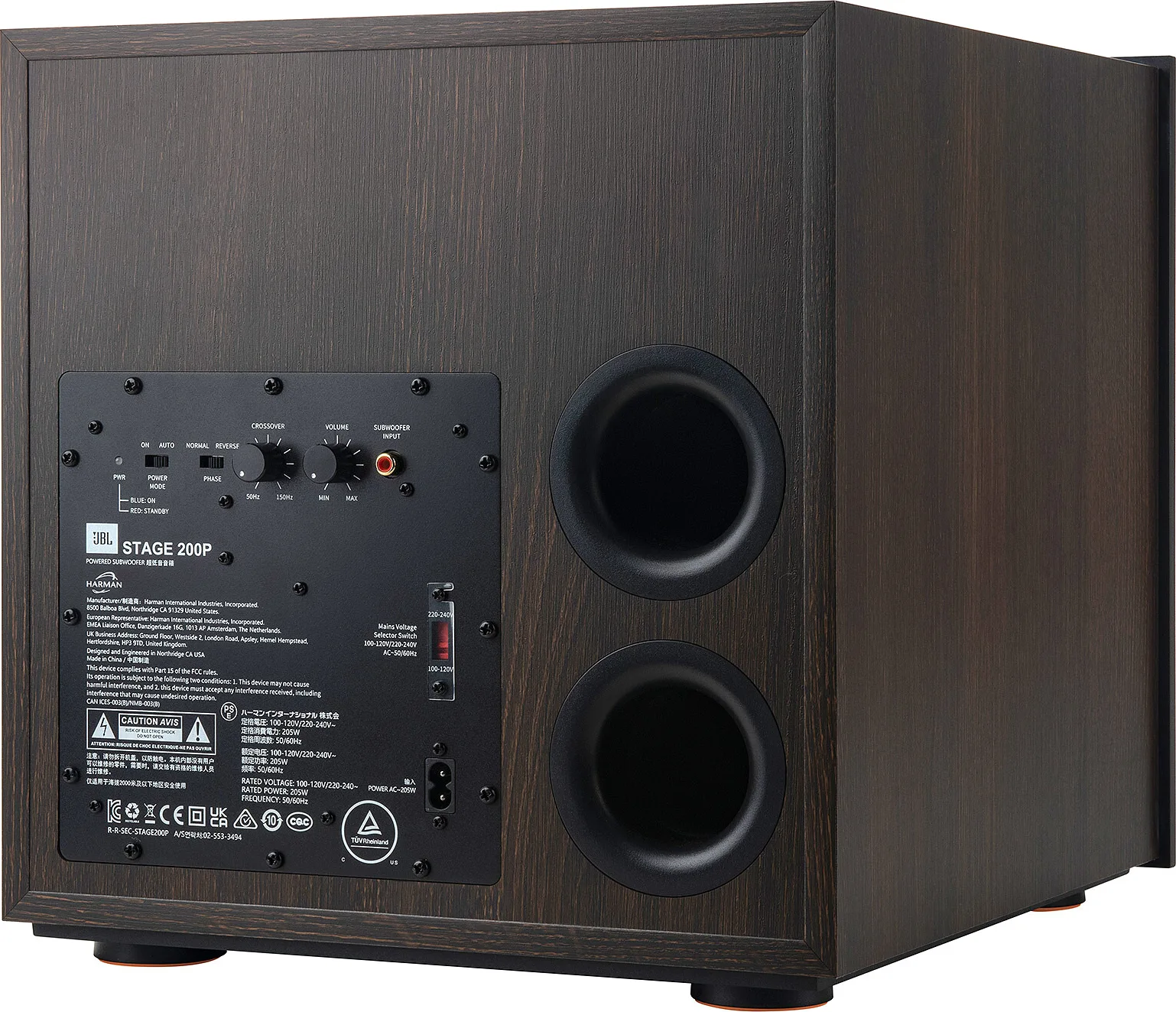 JBL 200P Bois noir Caissons de basses