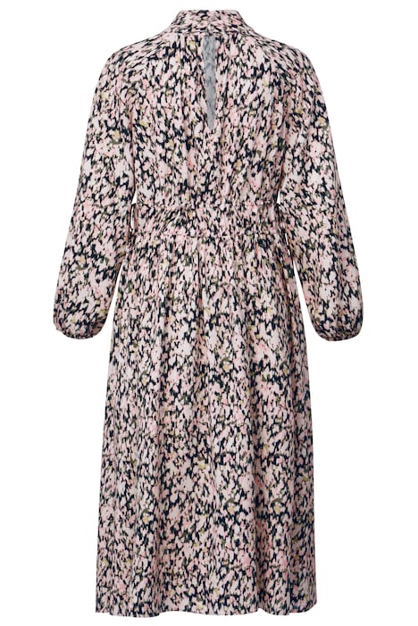 Midikleid, A-Line, Allover-Print, Stehkragen mit Rücken-CutOut, Langarm