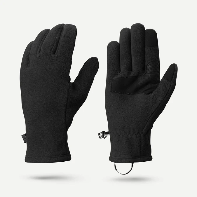 Decathlon Forclaz - Luvas de lã polar Forclaz para mochilão em montanha - MT500 Preto