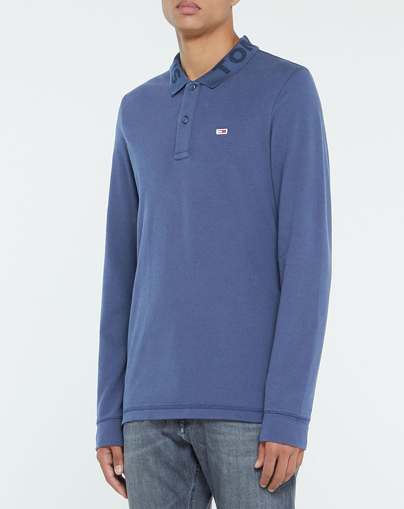 Tommy Jeans Polo en Coton Bio Logo Ton Sur Ton bleu marine
