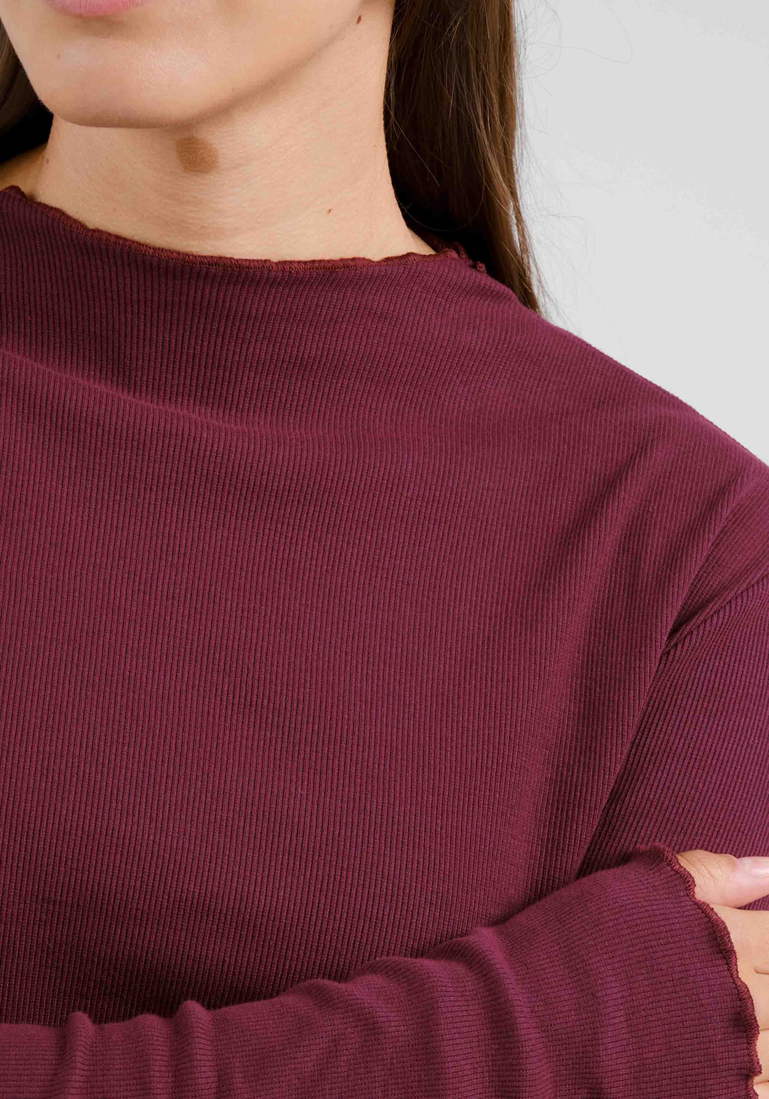 Dedicated Langarmshirt Ryd Rib Top Fig Red