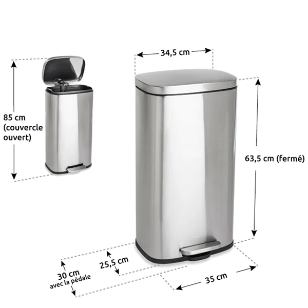 Poubelle de cuisine en inox 30 L Mathon