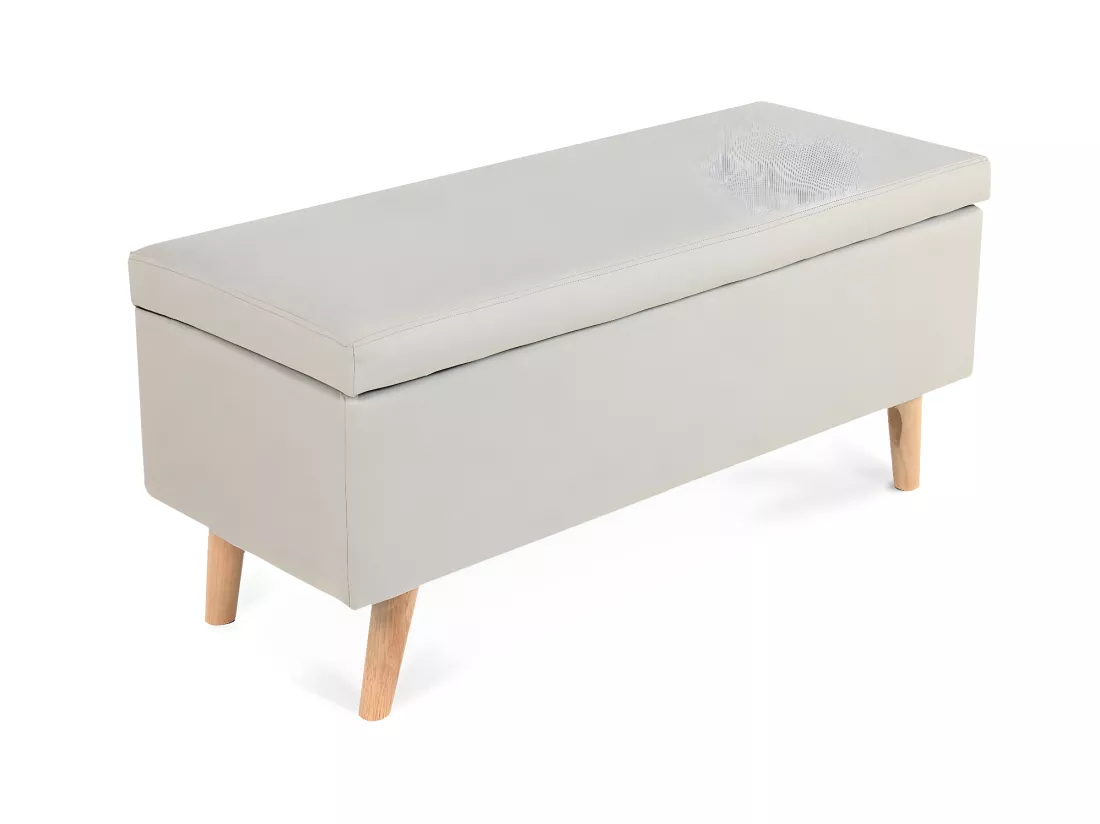 Banquette coffre de style scandinave Eline tissu beige