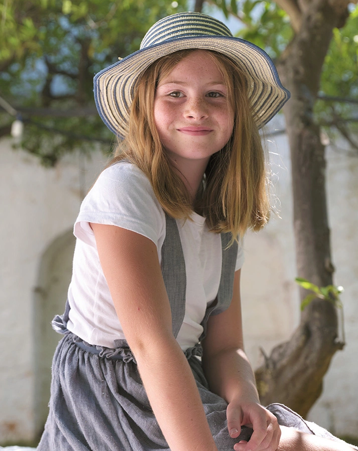 Strohhut SUMMERGIRL gestreift in natur/denim