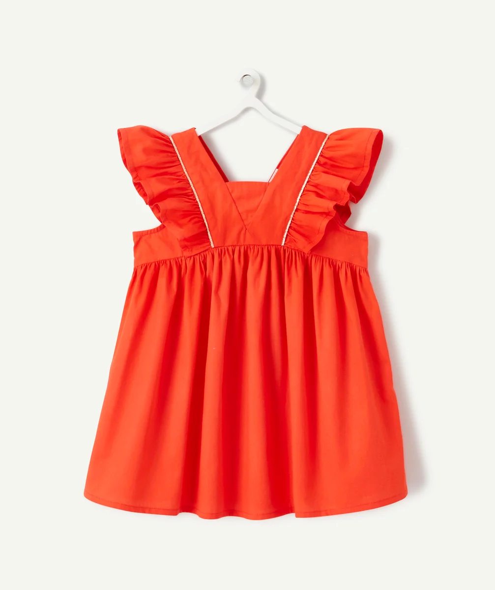 ROBE BÉBÉ FILLE ROUGE EN COTON AVEC VOLANTS ET DÉTAILS PAILLETÉS