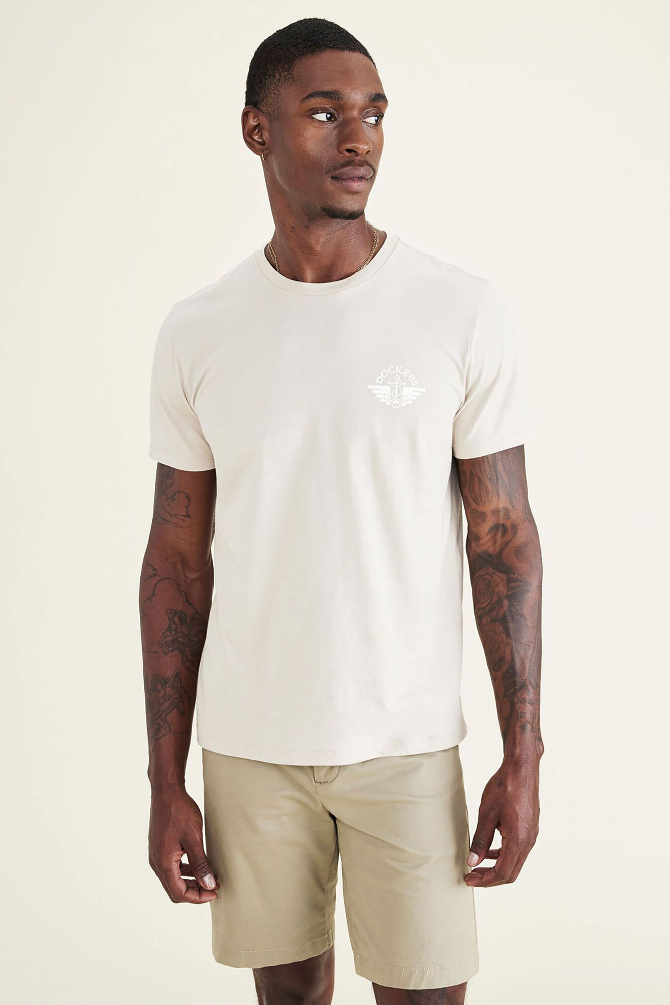 Camiseta Slim Fit com Logo - Marfim