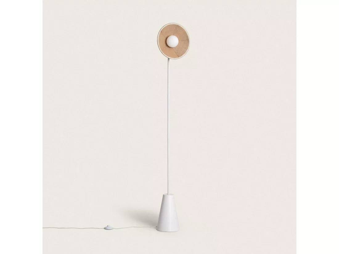 Lampadaire Raphia et Verre Erede Naturel
