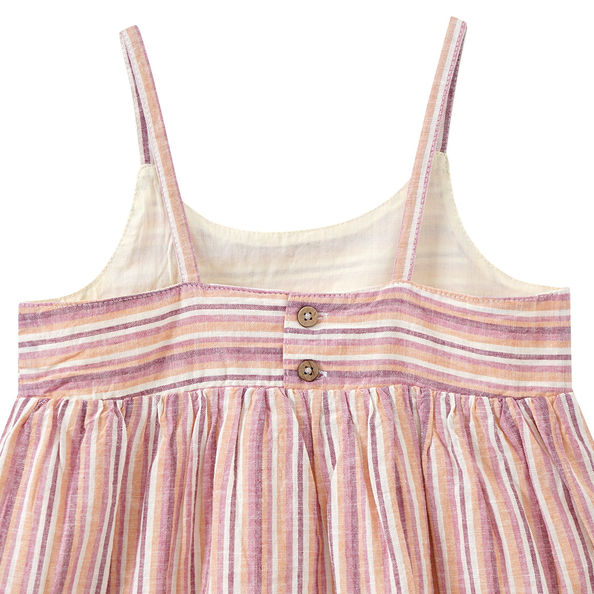 Topolino Pure Collection Mädchen Kleid aus Leinen-Mix creme / rosa / orange