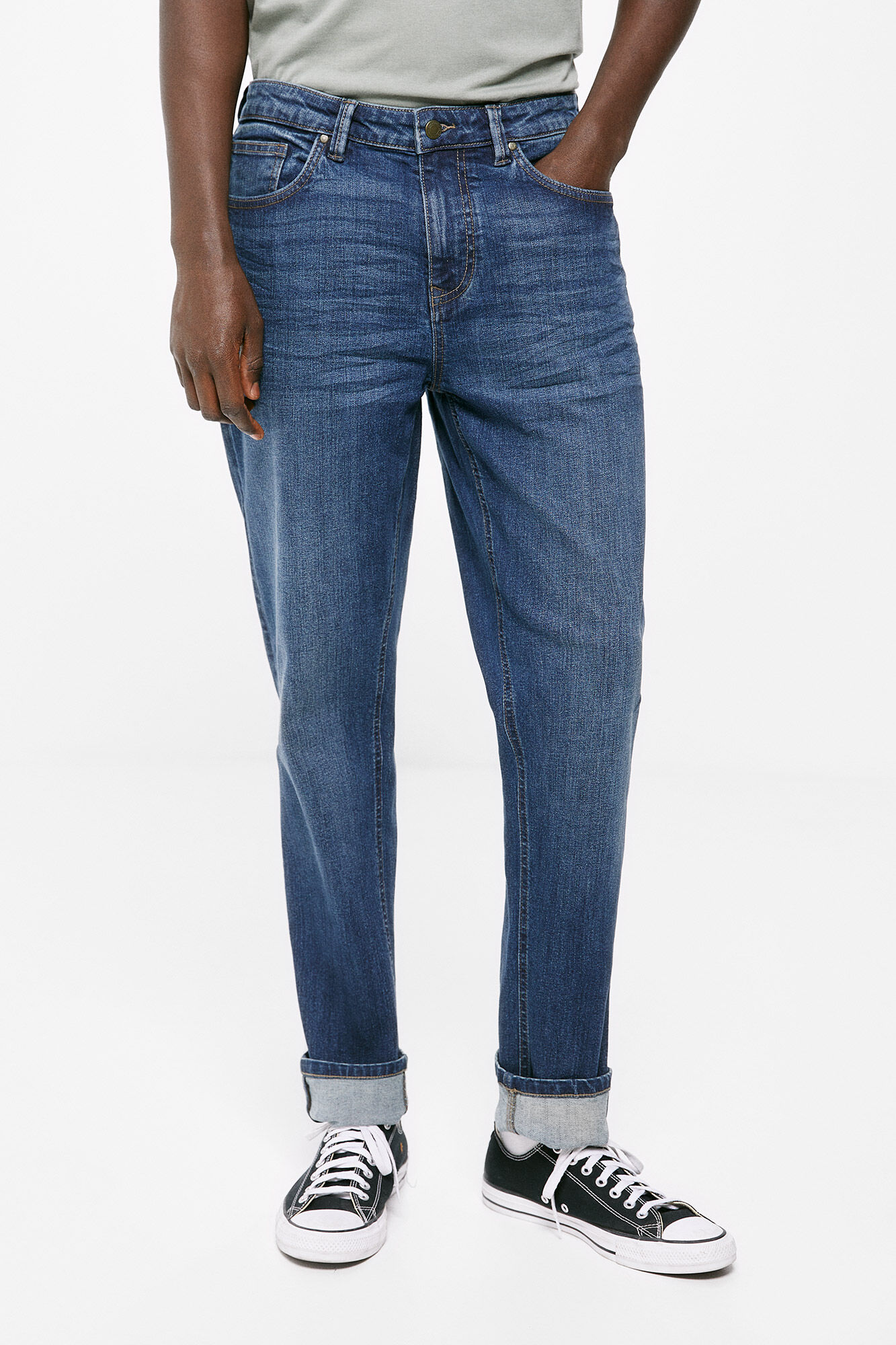 Calça jeans slim fit, lavagem azul-escura clara - azul-escuro