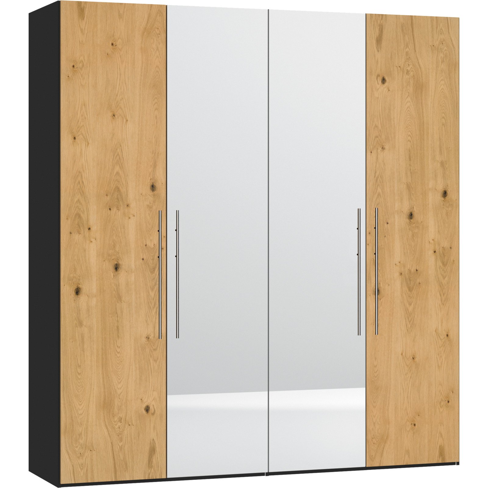 Schrank Schweizer 204 Eiche Furnier schwarz, mit Spiegel 153 cm