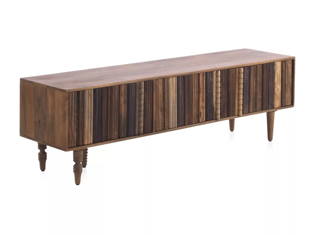 Meuble TV 3 portes multicolores en acacia massif