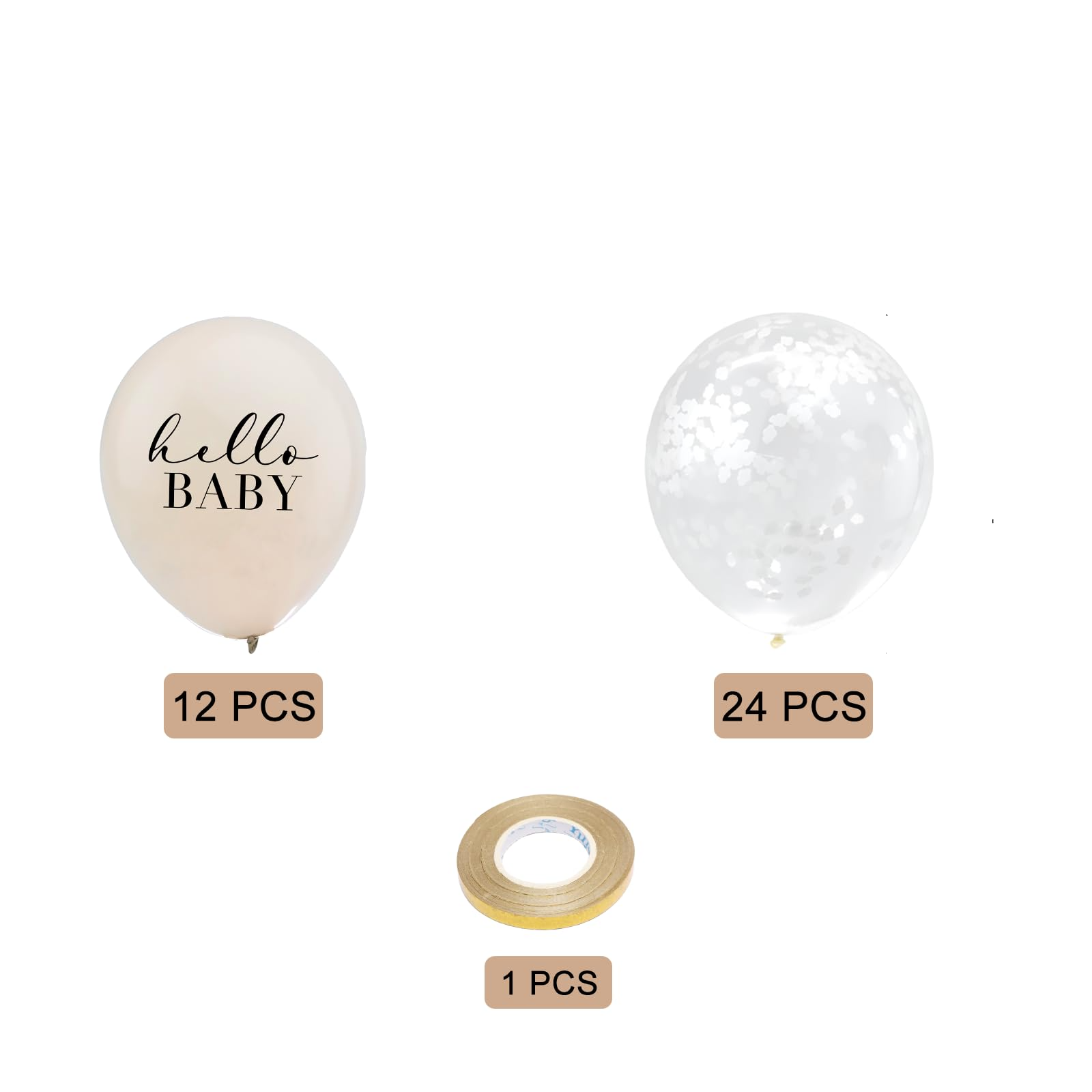 (36er Set) Ø30cm Baby Shower Latex Konfetti Ballons Party Deko Gender Reveal Luftballons - Hello Baby