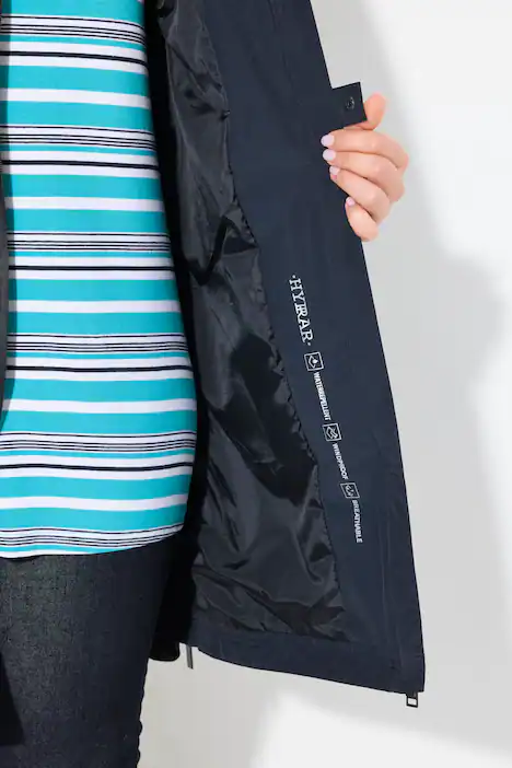 Parka, Zipper-Seitenschlitze, Kapuze, Zipptaschen, marine