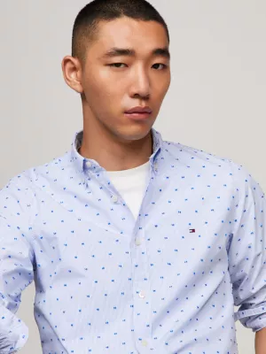 Camisa Slim Fit Flex com Estampa de Bolinhas