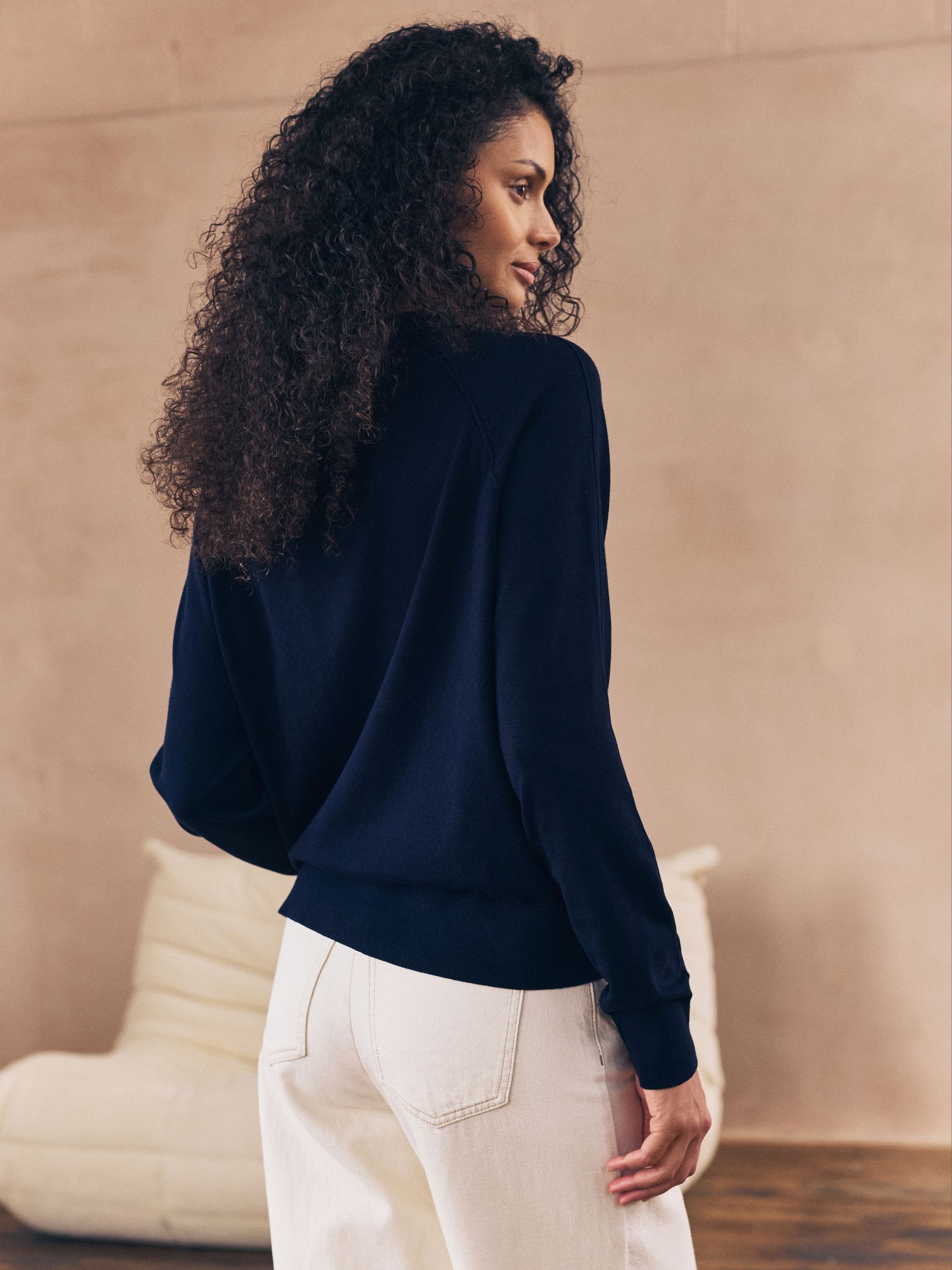 Donkerblauw - Soft Touch V-hals Katoenrijk Vest met Knopen