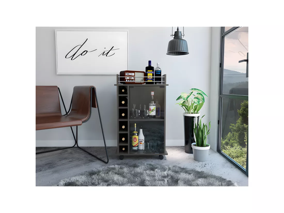 Chariot de bar dukat avec porte en verre, 89 à x 41,5 cm P x 55 cm P, est une presse
