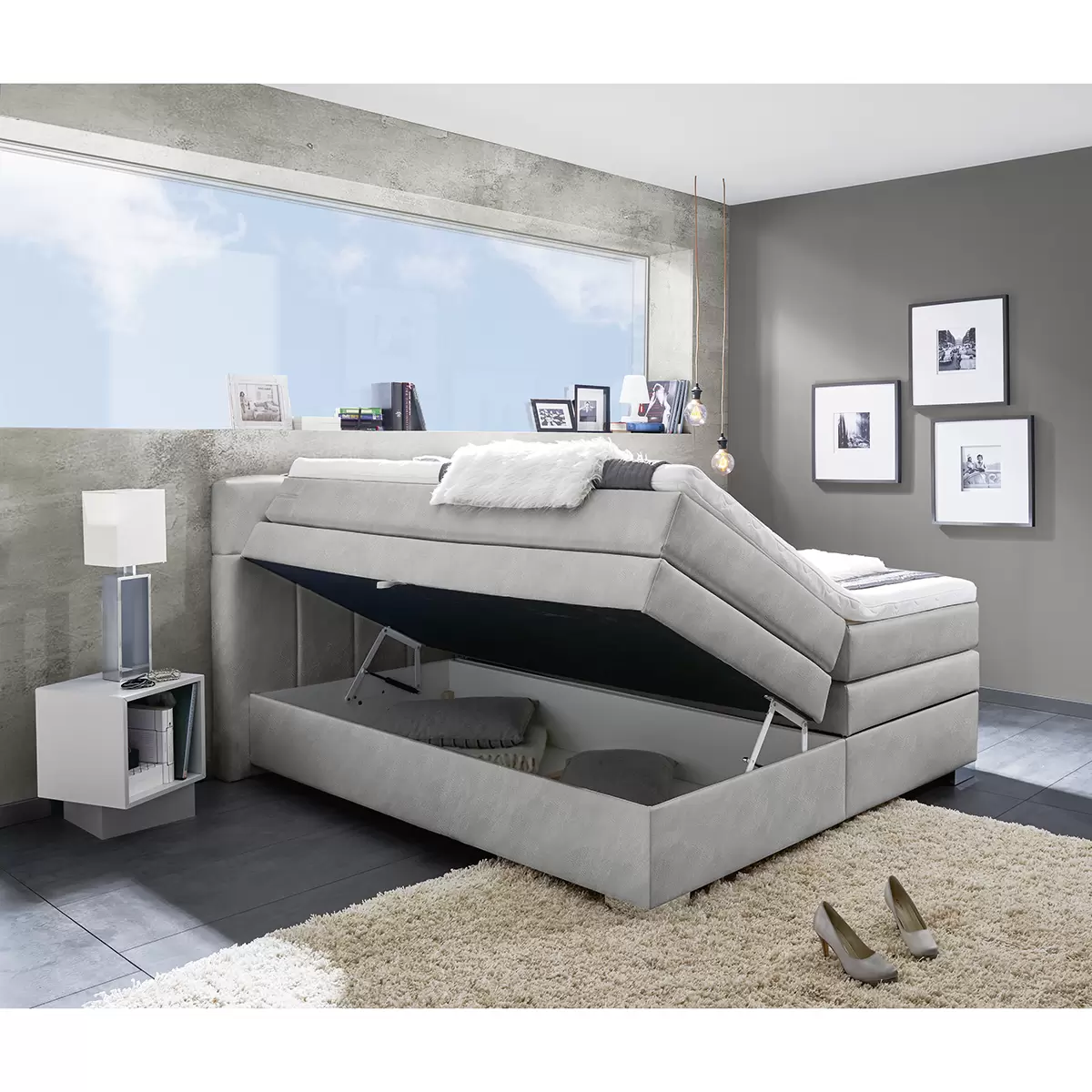 Boxspringbett Marina 2 180 x 200 Silber