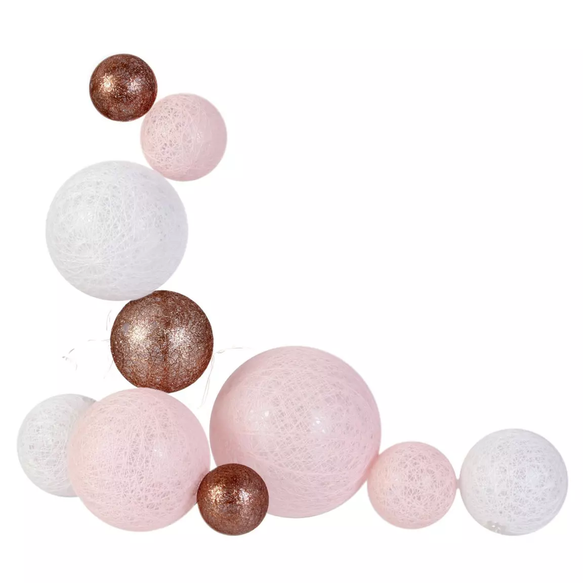 Guirlande lumineuse déco 10 boules 1 m Savannah Rose poudré