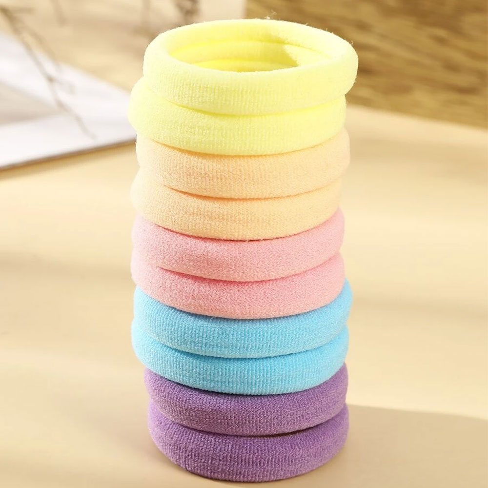 (48er Set) Elastische Haargummis Haarband ohne Metall Ø4cm - Bunt